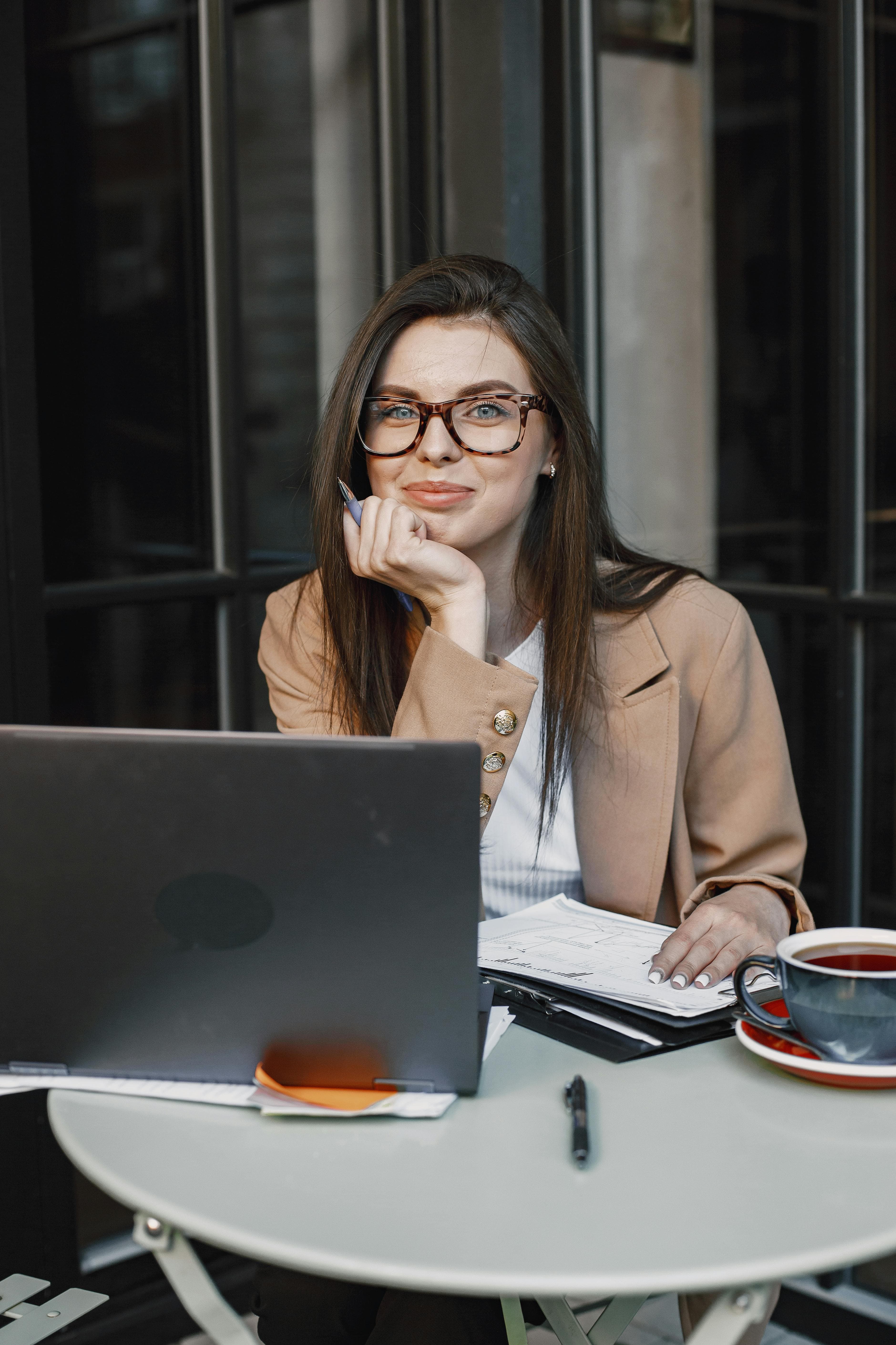 Woman designing countertops